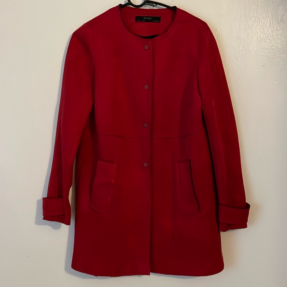 Zara faux suede red coat size Medium